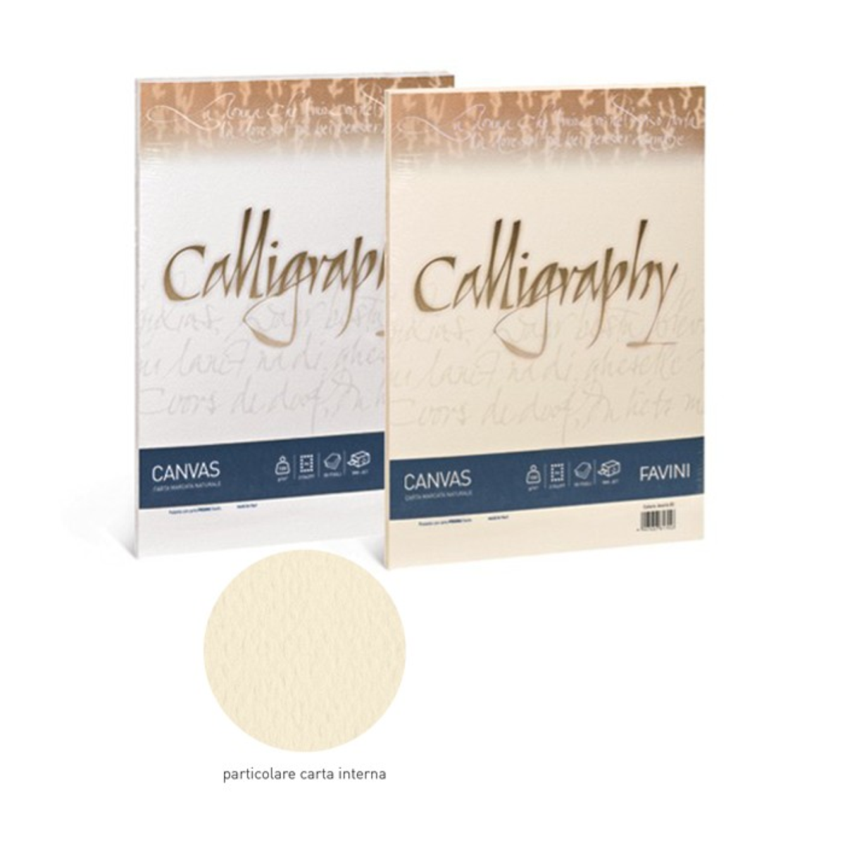 SET 50 PEZZI FOGLIO CARTA A4 CALLIGRAPHY CANVAS 02 AVORIO GR. 100 FAVINI