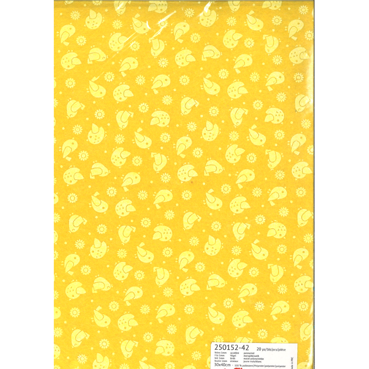 PANNOLENCI 250152-42 DECORATO CM.30*40 MM.1 GIALLO PULCINI