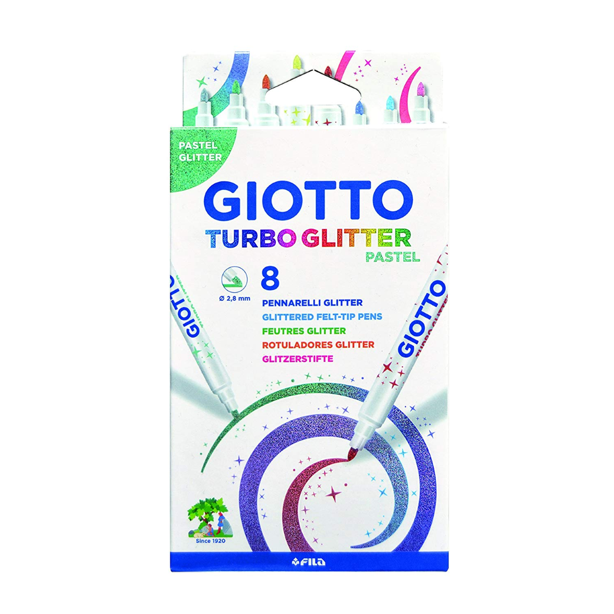 PENNARELLI 8 COLORI TURBO GLITTER PASTEL GIOTTO