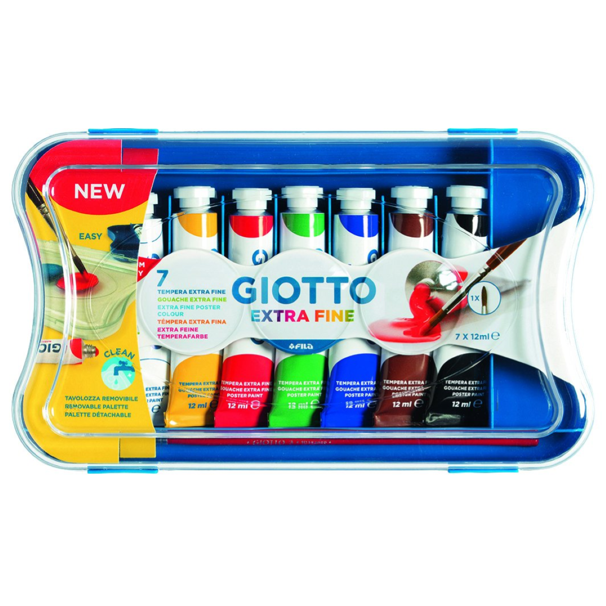 TEMPERA GIOTTO 7 COLORI ML.12 CON TAVOLOZZA E 1 PENNELLO