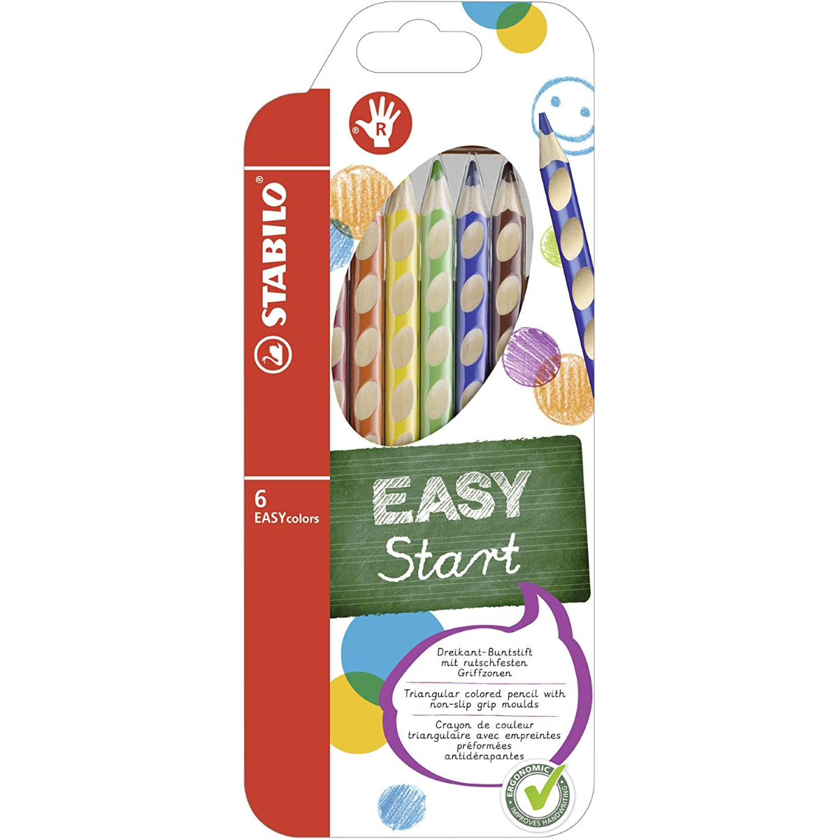 SET 6 COLORI MATITE ERGONOMICHE STABILO EASYSTART PER MANCINI 331/6