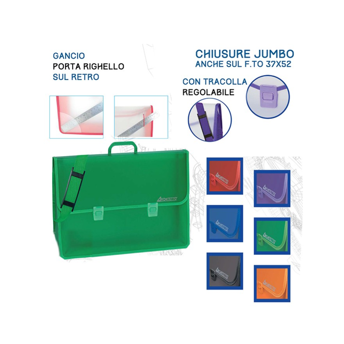 POLIONDA VALIGETTA CM. 37 X 52 X 10 CON SOFFIETTO E TRACOLLA REMOVIBILE TINTA UNITA