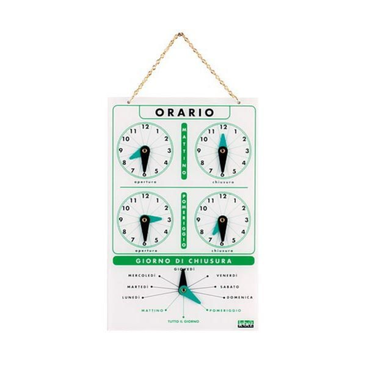 CARTELLO ORARIO PLASTICA LEBEZ CM. 20 X 13 ART. 4506