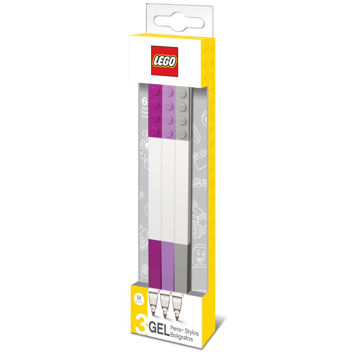 SET 3 PENNE GEL LEGO ROSA VIOLA GRIGIA ART.51861