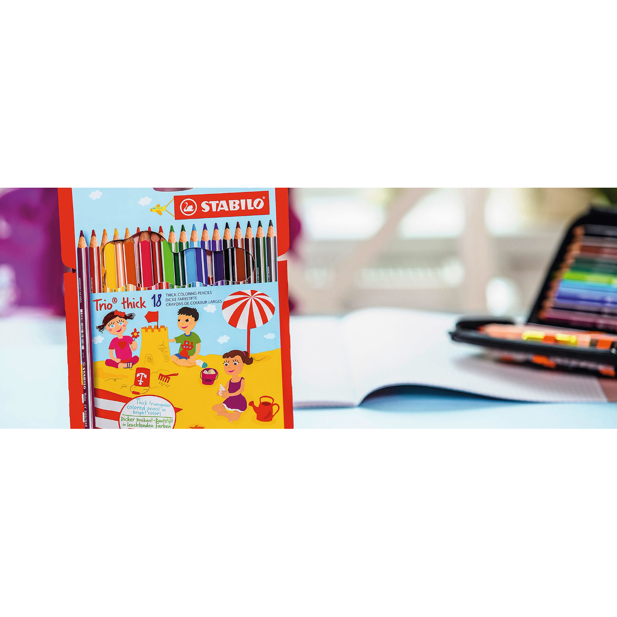 PASTELLI STABILO TRIO THICK 203/2-18 IN CONFEZIONE DA 18 COLORI CON TEMPERAMATITE 