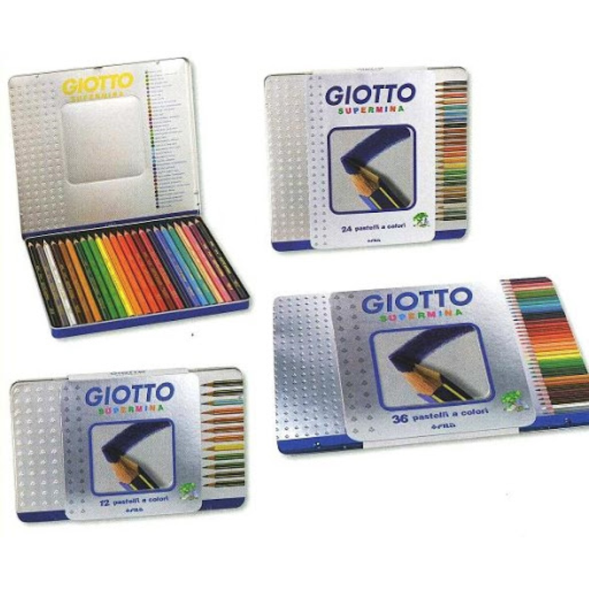 PASTELLI GIOTTO SUPERMINA IN SCATOLA METALLO 36 COLORI