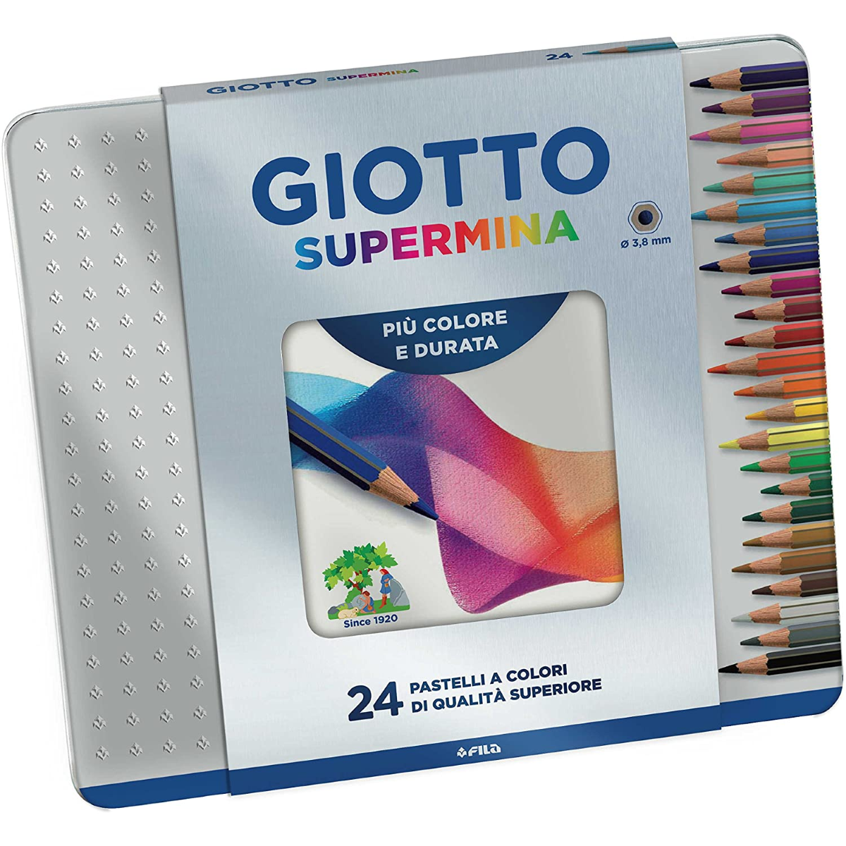PASTELLI GIOTTO SUPERMINA IN SCATOLA METALLO 24 COLORI