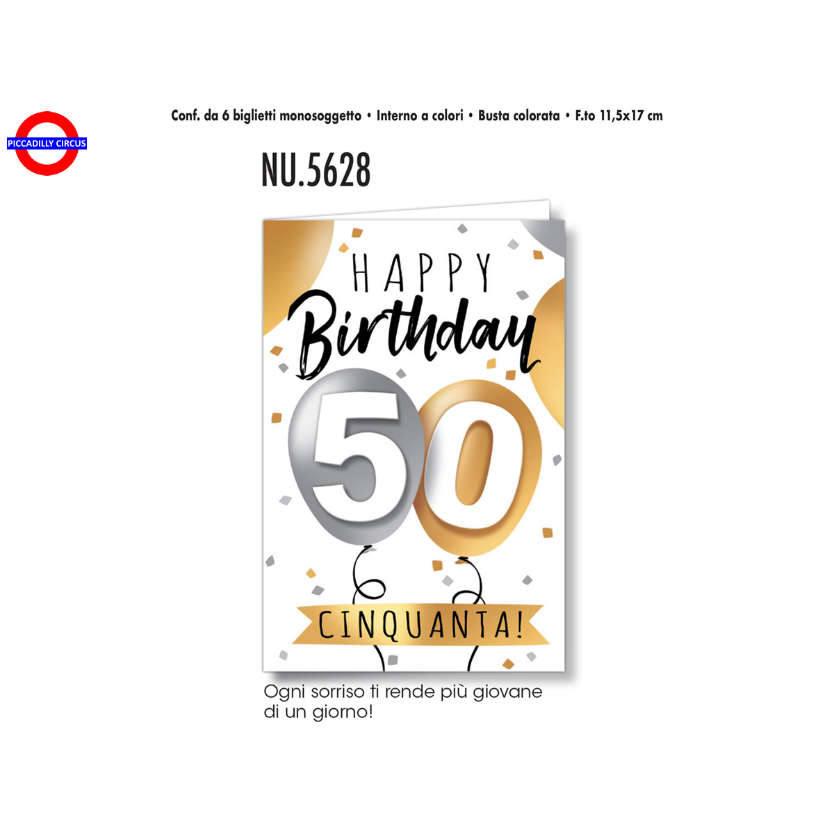 Biglietto Auguri 50 Anni Compleanno Con Busta Nu 5628 Cromo Nb