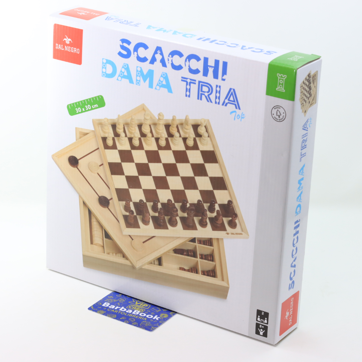 SCACCHI DAMA TRIA DAL NEGRO CM. 30 X 30 TOP IN LEGNO