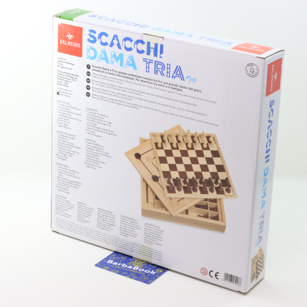 SCACCHI DAMA TRIA DAL NEGRO CM. 30 X 30 TOP IN LEGNO