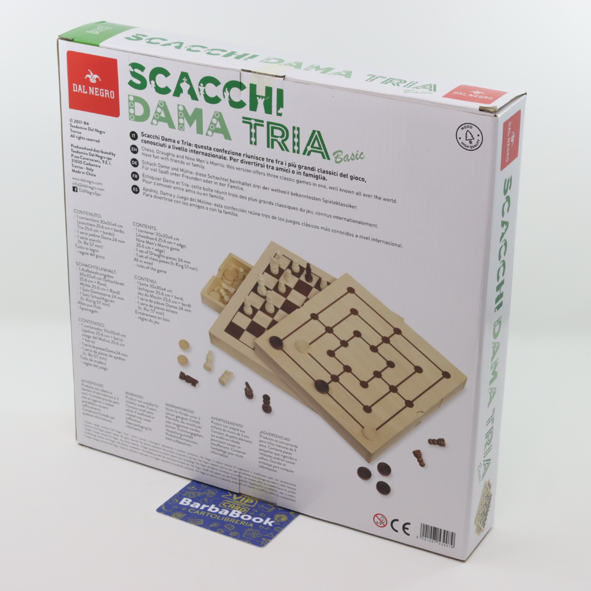 SCACCHI DAMA TRIA DAL NEGRO CM.30 X 30 BASIC IN LEGNO