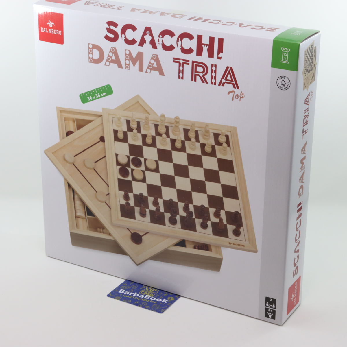 SCACCHI DAMA TRIA DAL NEGRO CM. 36 X 36 TOP IN LEGNO