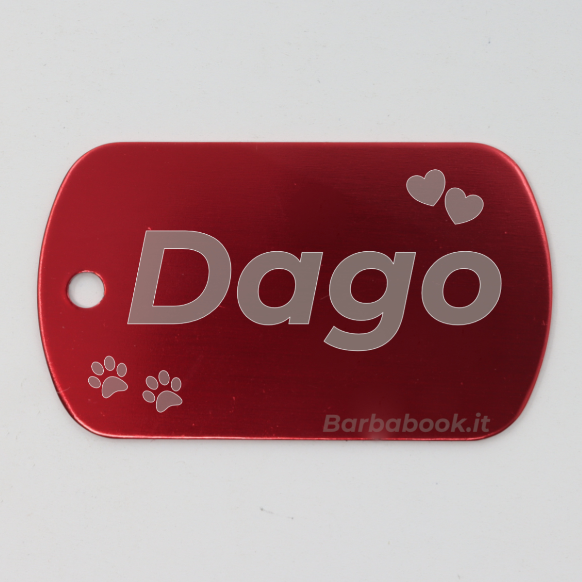 MEDAGLIETTA MILITARE PER ANIMALI DOMESTICI ROSSA + ANELLO MM.25