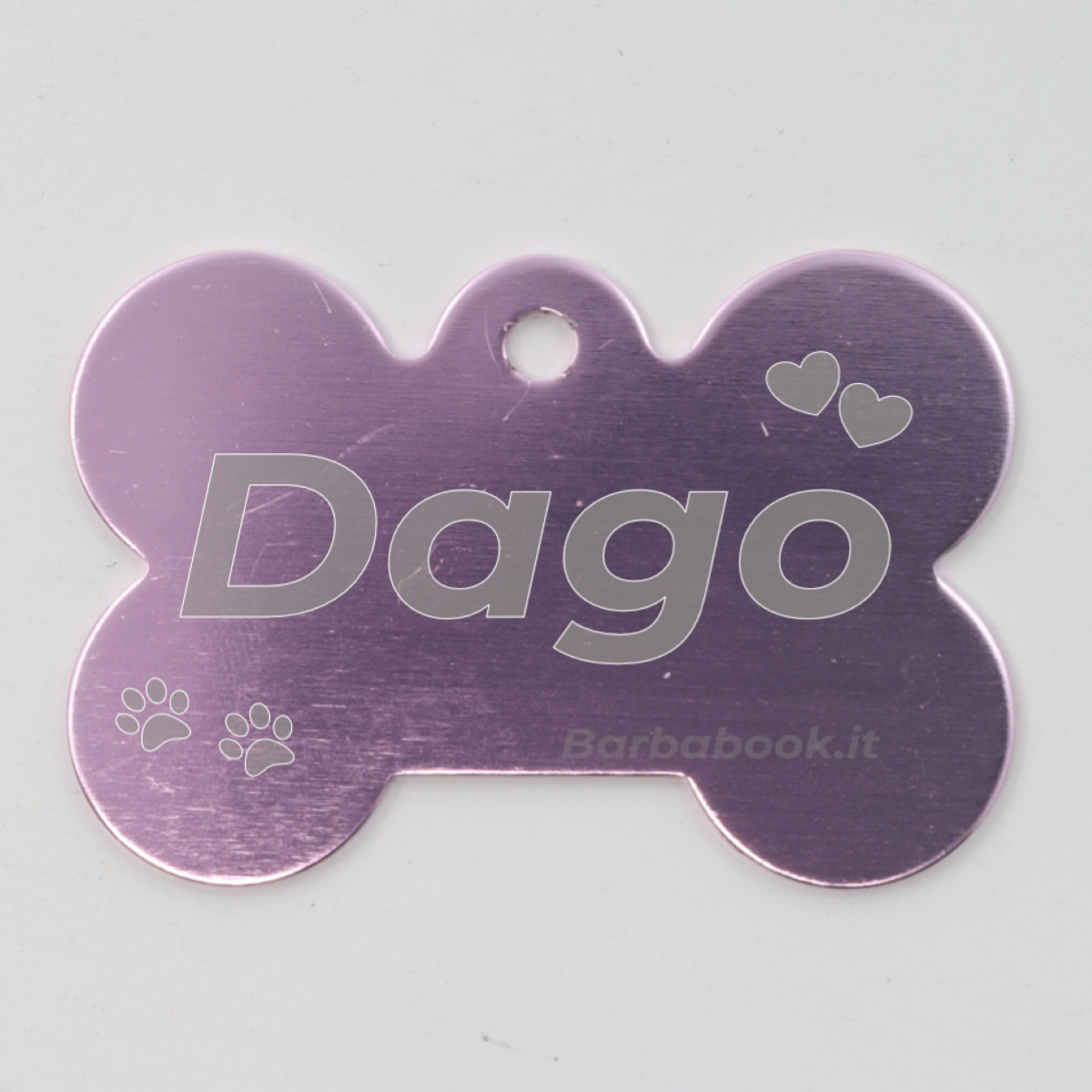 MEDAGLIETTA OSSO PER ANIMALI DOMESTICI ROSA + ANELLO MM.25