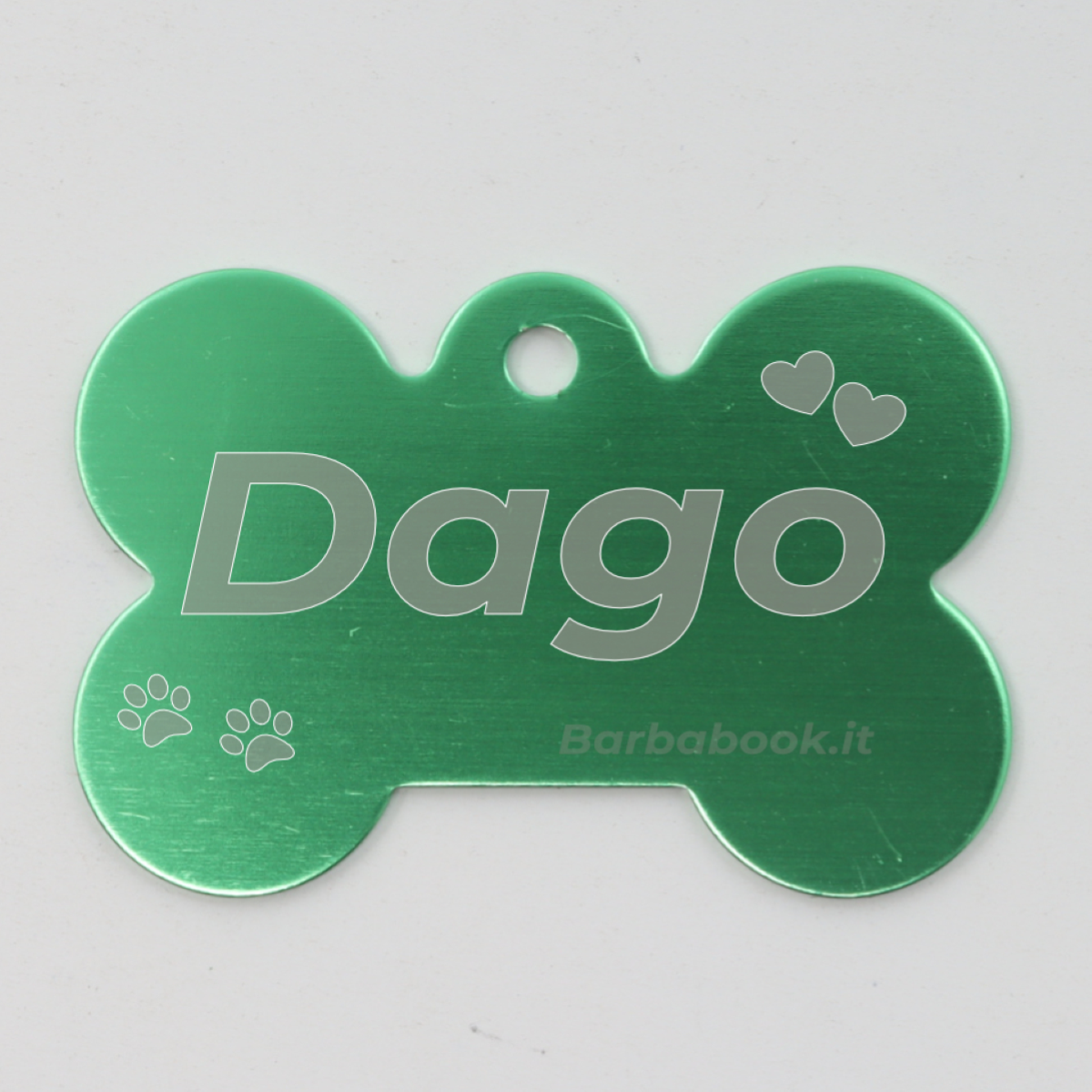 MEDAGLIETTA OSSO PER ANIMALI DOMESTICI VERDE + ANELLO MM.25