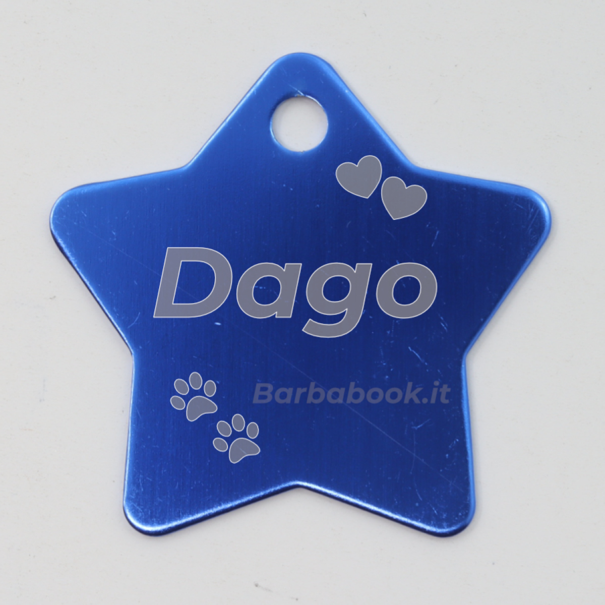 MEDAGLIETTA STELLA PER ANIMALI DOMESTICI BLU + ANELLO MM.25