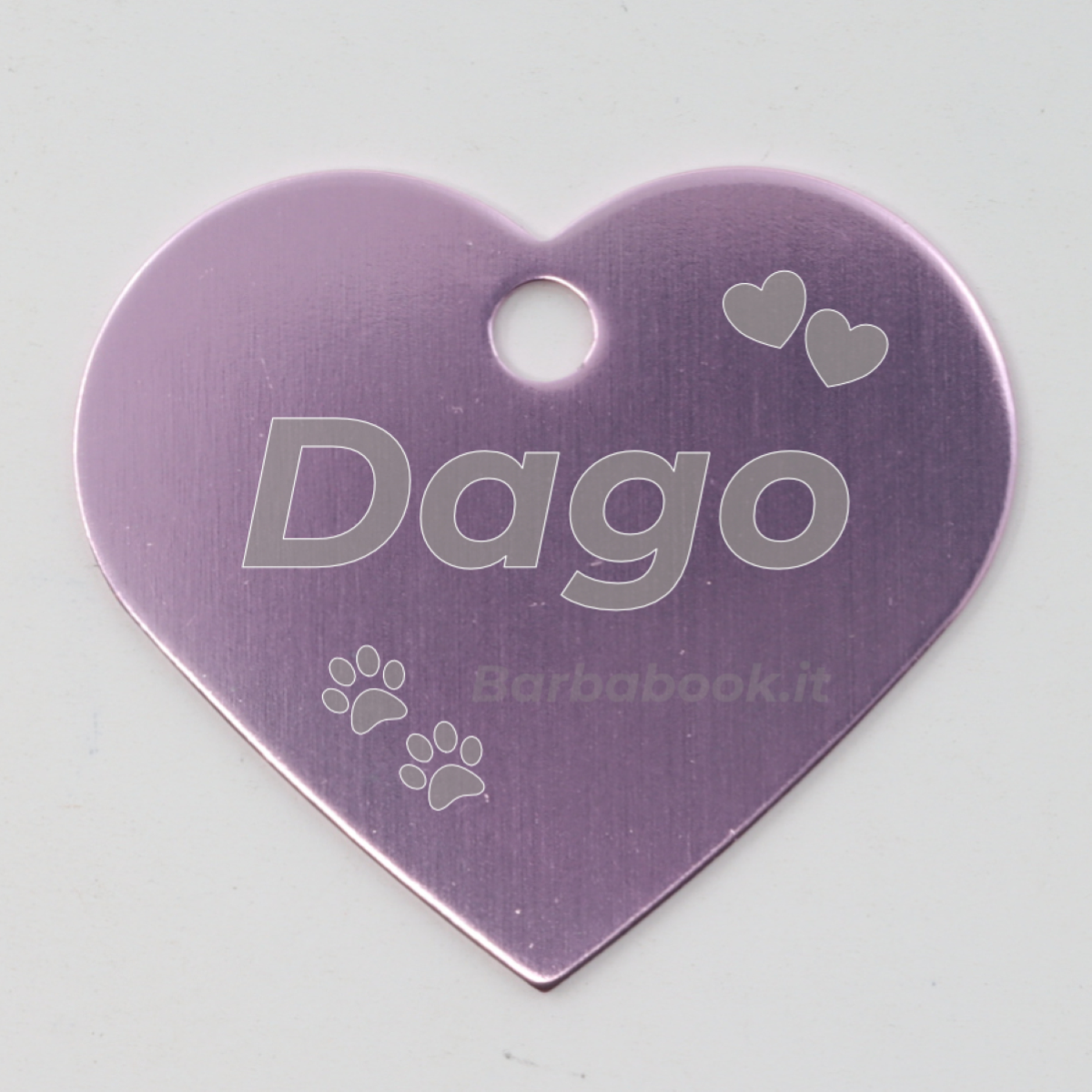 MEDAGLIETTA CUORE PER ANIMALI DOMESTICI ROSA + ANELLO MM.25