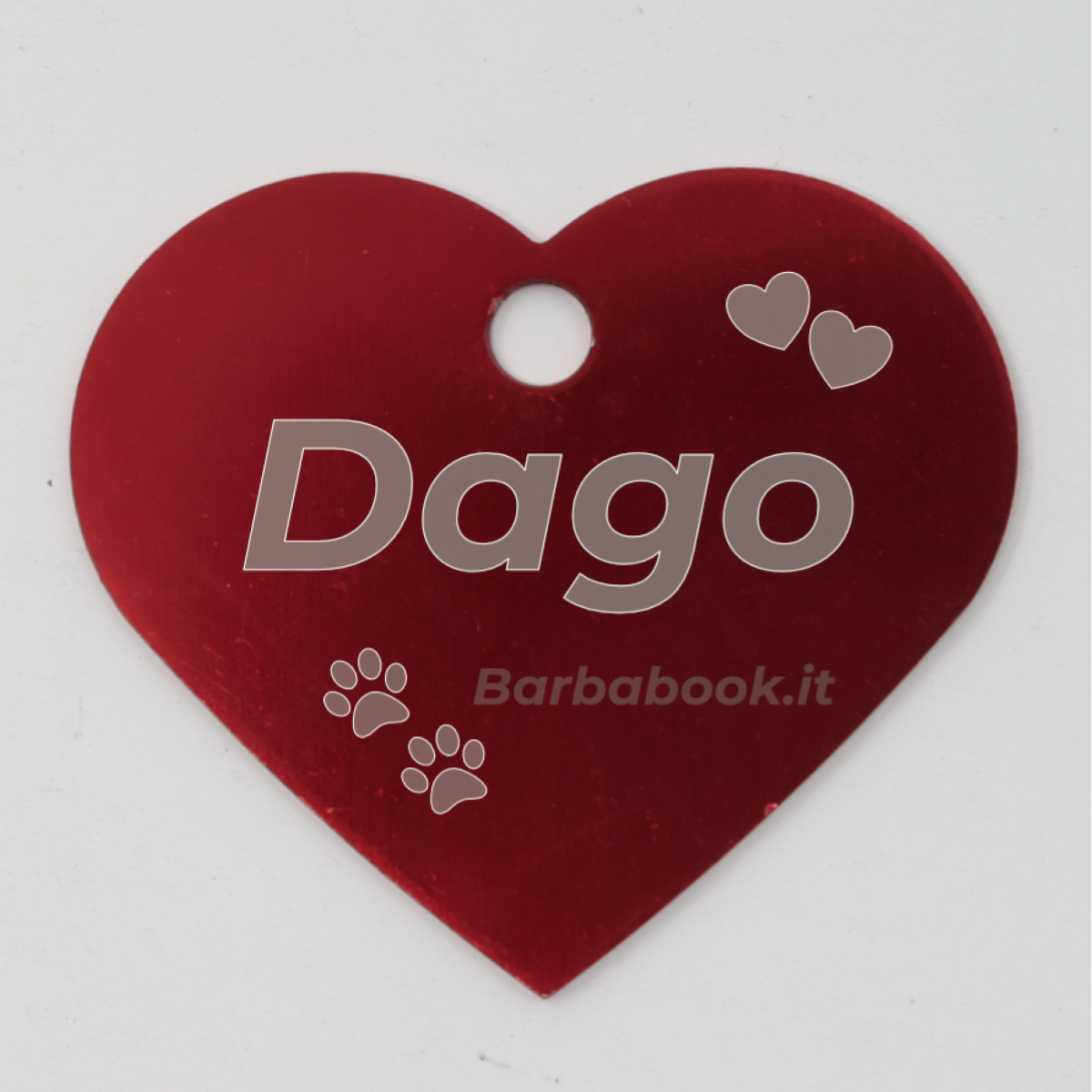 MEDAGLIETTA CUORE PER ANIMALI DOMESTICI ROSSA + ANELLO MM.25