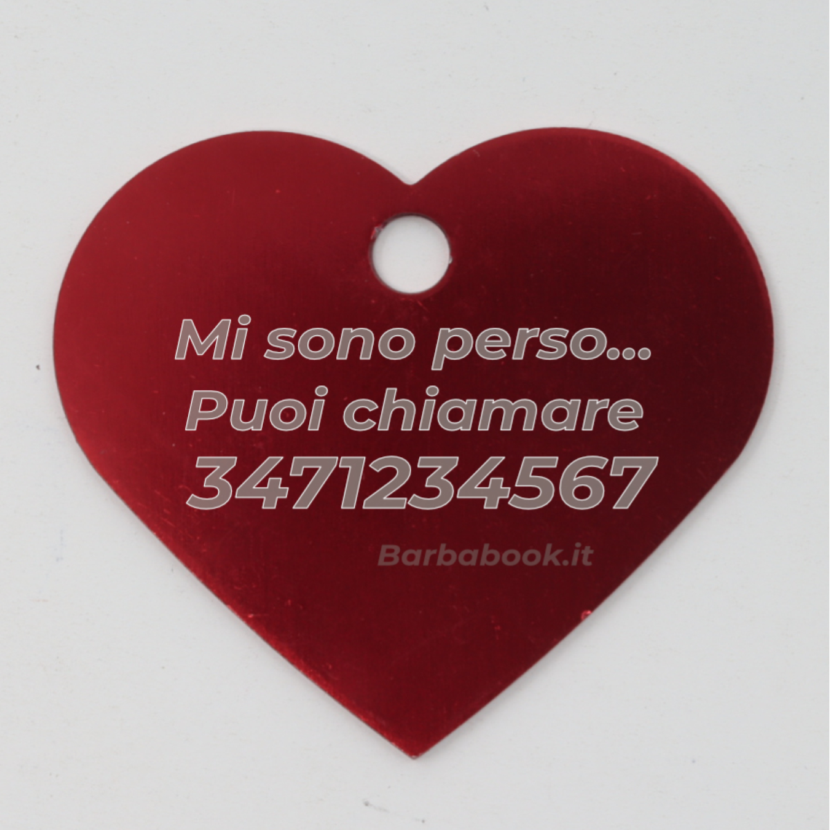 MEDAGLIETTA CUORE PER ANIMALI DOMESTICI ROSSA + ANELLO MM.25