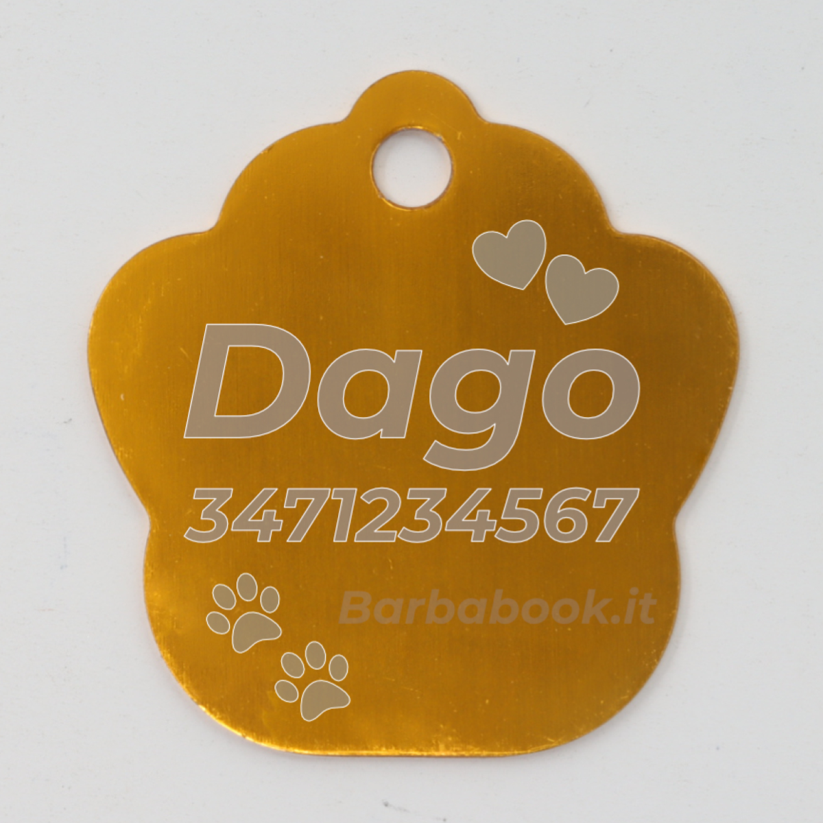MEDAGLIETTA ZAMPA PER ANIMALI DOMESTICI ORO + ANELLO MM.25