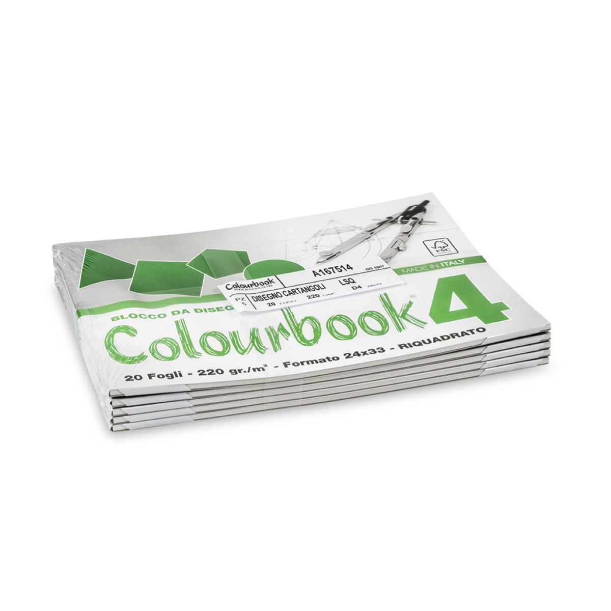 BLOCCO COLOURBOOK 4 CM. 24 X 33 FG. 20 GR. 220 RIQUADRATO