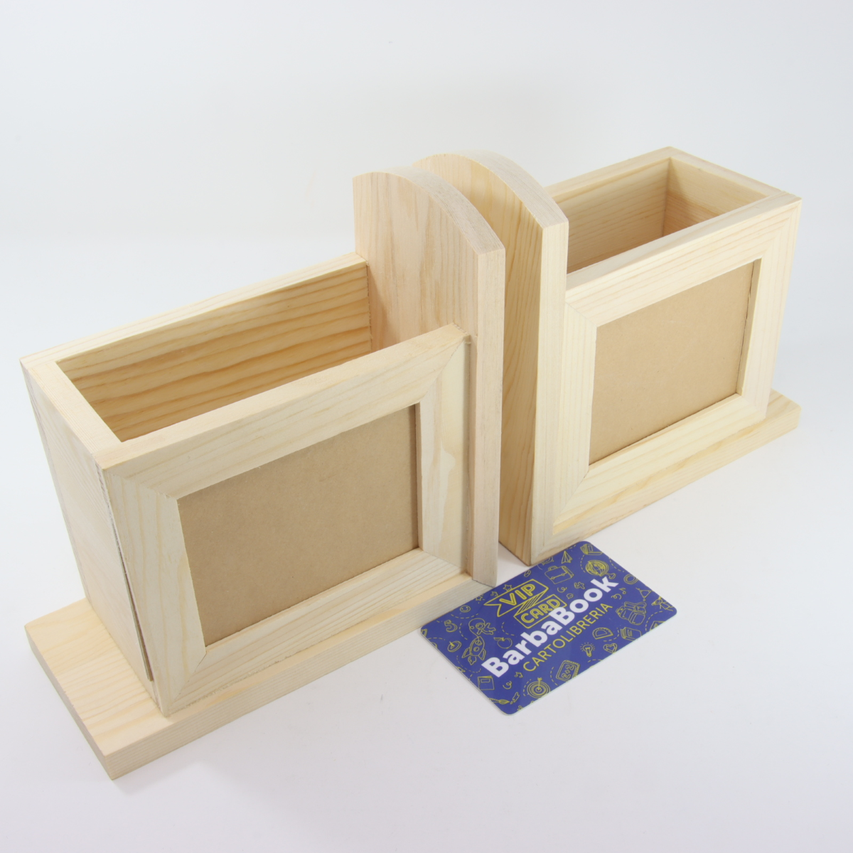 COPPIA REGGI LIBRI IN LEGNO CON PORTA FOTO ART. 8630-49