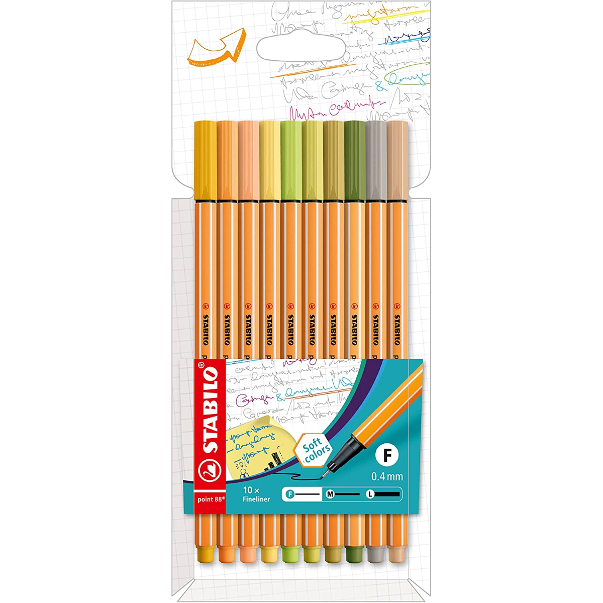 SET 10 PENNARELLI STABILO PEN 88 FINELINER SOFTCOLOR 8810-22