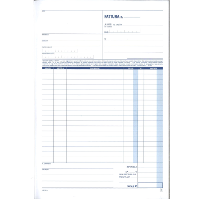BLOCCO FATTURE A4 DU1671C0000 1 ALIQUOTA 2 COPIE