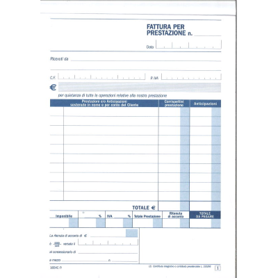 BLOCCO FATTURE A5 PROFESSIONISTI DU1654C0000 2 COPIE