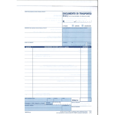 BLOCCO DDT A5 DU1607CD200 DATA UFFICIO 2 COPIE 