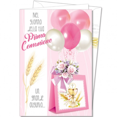 BIGLIETTO AUGURI COMUNIONE CON BUSTA CO.4806