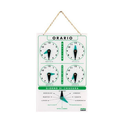 CARTELLO ORARIO PLASTICA LEBEZ CM. 20 X 13 ART. 4506