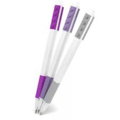 SET 3 PENNE GEL LEGO ROSA VIOLA GRIGIA ART.51861