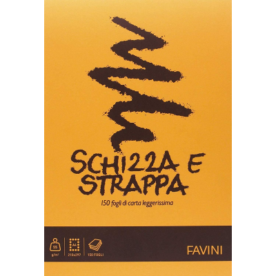 BLOCCO A4 FOGLI BIANCHI SCHIZZA E STRAPPA FG.150 GR.55 ART.A200704