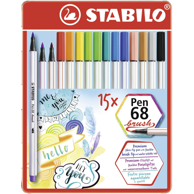 SET 15 PENNARELLI STABILO PEN 68 BRUSH 568/15-32