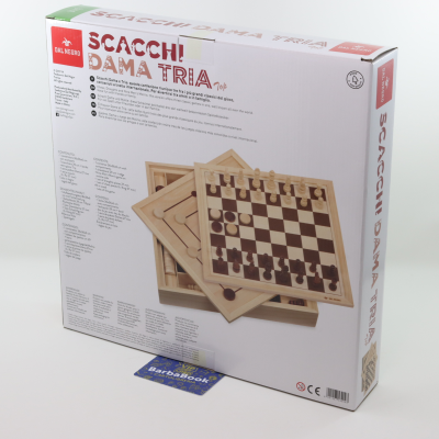SCACCHI DAMA TRIA DAL NEGRO CM. 36 X 36 TOP IN LEGNO