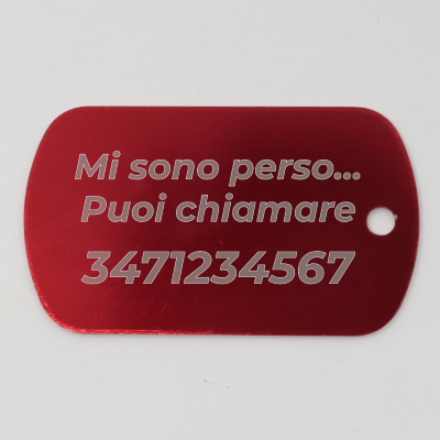 MEDAGLIETTA MILITARE PER ANIMALI DOMESTICI ROSSA + ANELLO MM.25