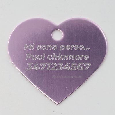 MEDAGLIETTA CUORE PER ANIMALI DOMESTICI ROSA + ANELLO MM.25