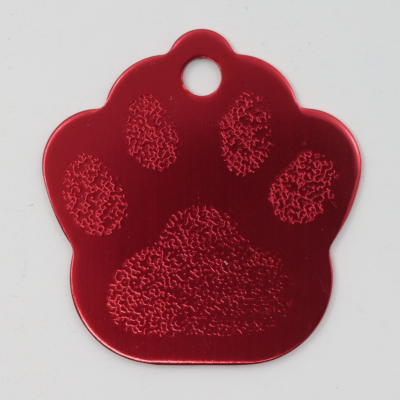 MEDAGLIETTA ZAMPA PER ANIMALI DOMESTICI ROSSA + ANELLO MM.25