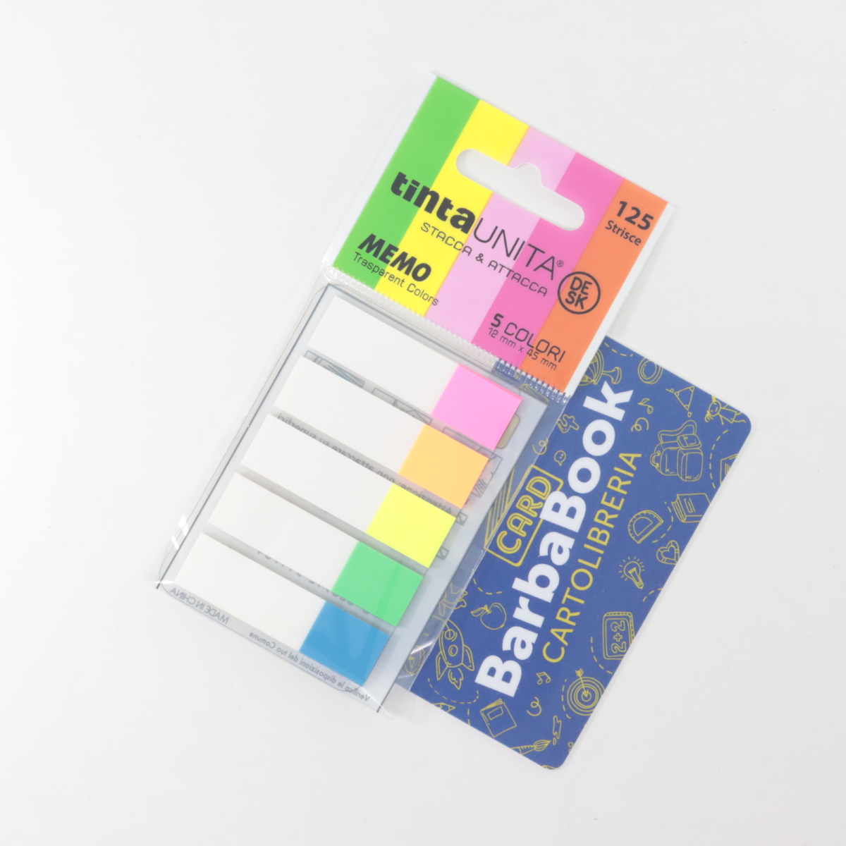 SEGNAPAGINA MEMO 5 COLORI FLUO REMOVIBILI MM. 12 X 45 TINTAUNITA 51176