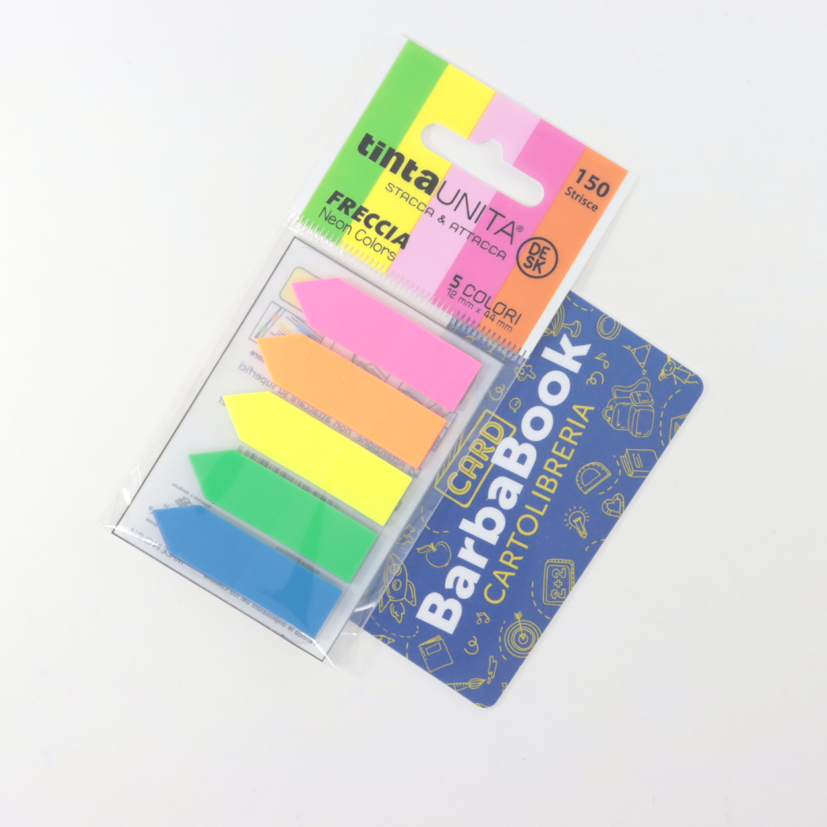 SEGNAPAGINA MEMO 5 COLORI FLUO REMOVIBILI MM. 12 X 44 TINTAUNITA ART. 99594