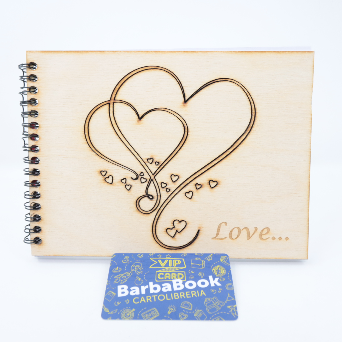 BLOCK NOTES A5 CON COPERTINA IN LEGNO CUORI