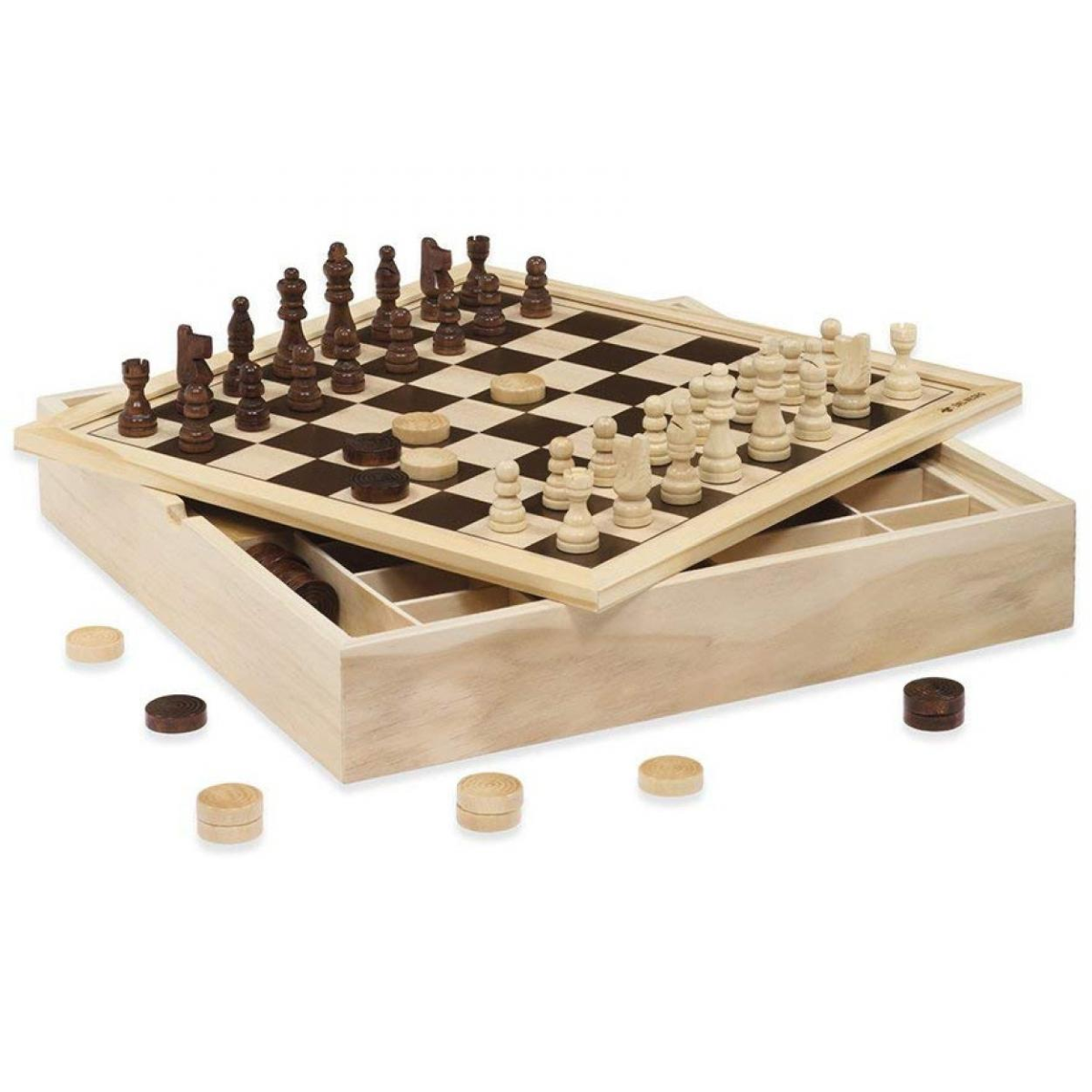SCACCHI DAMA TRIA DAL NEGRO CM. 36 X 36 TOP IN LEGNO