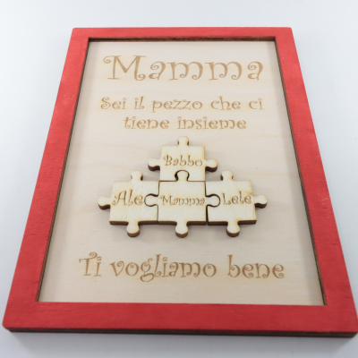 QUADRETTO IN LEGNO FESTA DELLA MAMMA PUZZLE 3D PERSONALIZZABILE