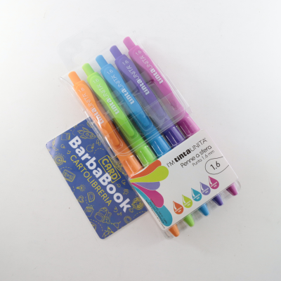 SET 5 PEZZI PENNA SFERA IM COLOR TINTA UNITA MM. 1,6