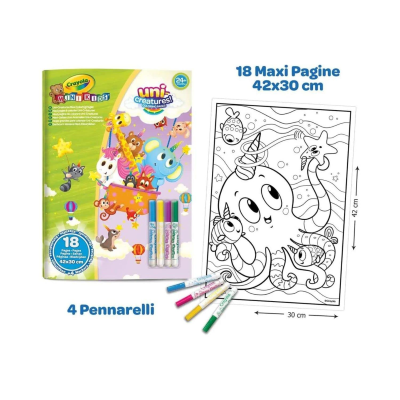 MAXI ALBUM DA COLORARE CON 4 PENNARELLI CRAYOLA 25-1045C