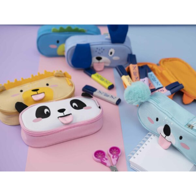 BUSTINA PORTAPENNE WILD & CUTE COLOURBOOK DINOSAURO AZZURRO