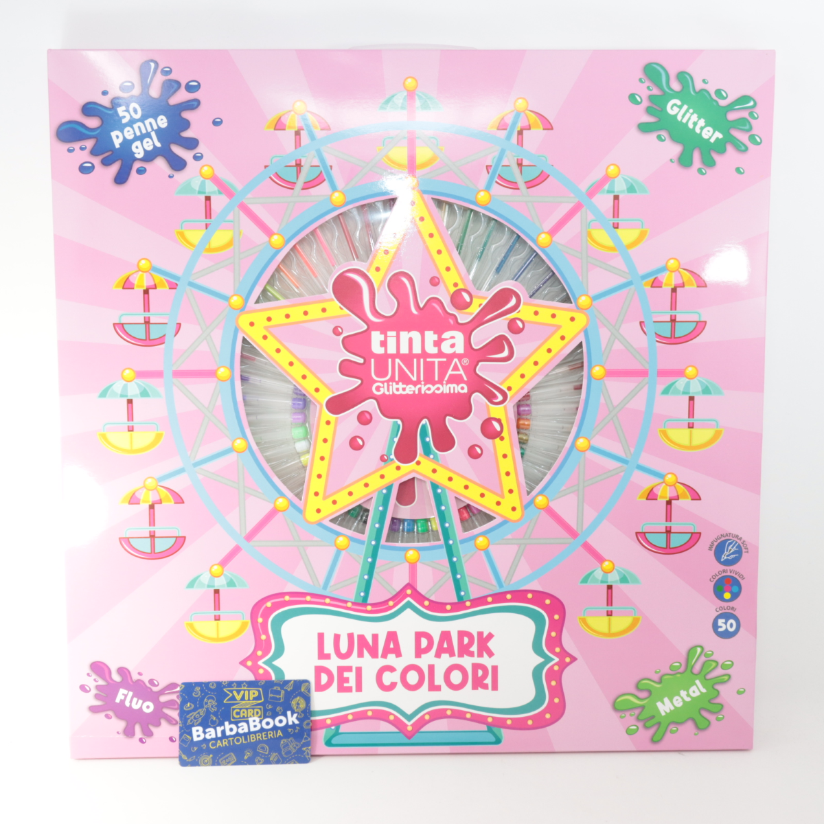 SET RUOTA 50 LUNA PARK PENNE ROLLER GEL GLITTER CLASSIC E METAL TINTA UNITA 60866