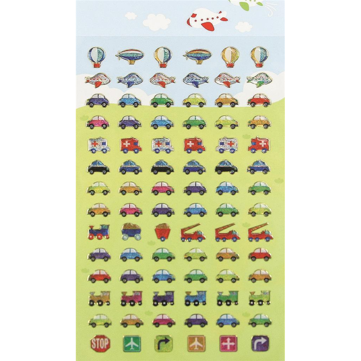 STICKERS 3395-351 VEICOLI IN RILIEVO GLITTERATI