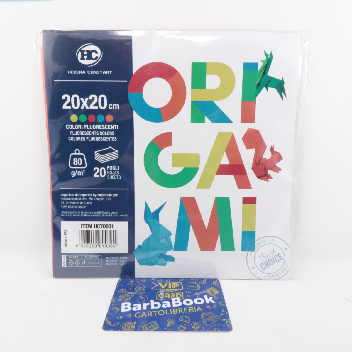 SET 20 FOGLI CARTA PER ORIGAMI GR.80 ART.HC70031 COLORI FLUORESCENTI